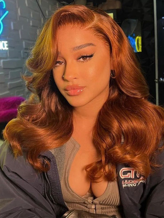 #35 Auburn Hair Wig 3D Body Wave 5x5 13x4 13x6 Lace Human Hair Wigs